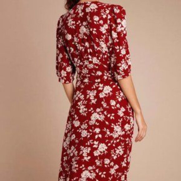 NWT Rouje Elona Dress 36 S Small Jeanne Damas French red floral - Picture 2 of 6